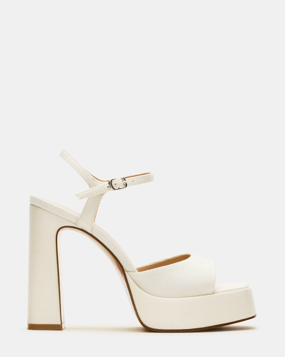 LINADRA Ivory Satin Women's Platform Square-Toe Strappy Heel