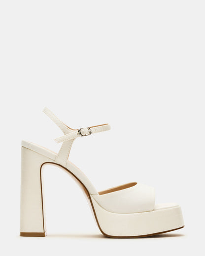 LINADRA Ivory Satin Women's Platform Square-Toe Strappy Heel