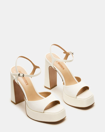 LINADRA Ivory Satin Women's Platform Square-Toe Strappy Heel