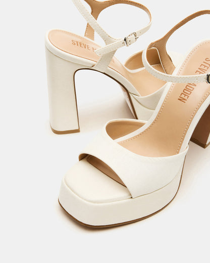 LINADRA Ivory Satin Women's Platform Square-Toe Strappy Heel