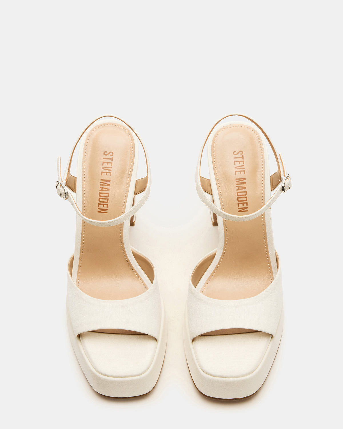 LINADRA Ivory Satin Women's Platform Square-Toe Strappy Heel