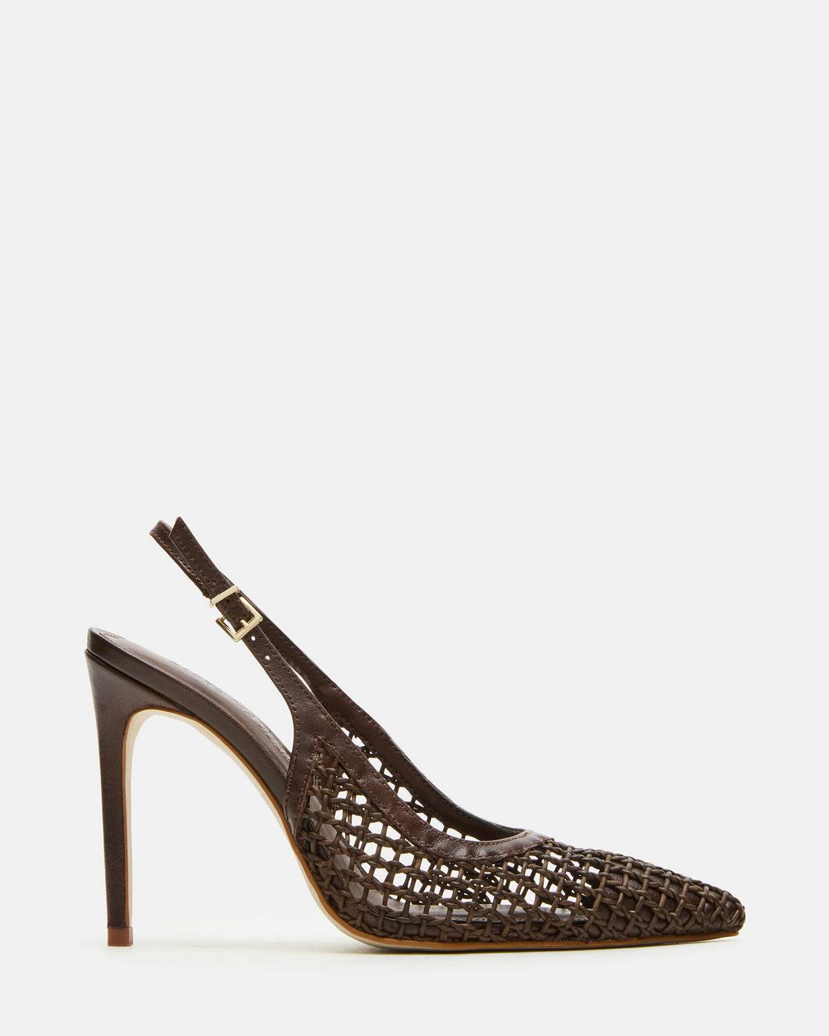 REYES Woven Brown Slingback Stiletto Pointed-Toe Pump Women's Heel