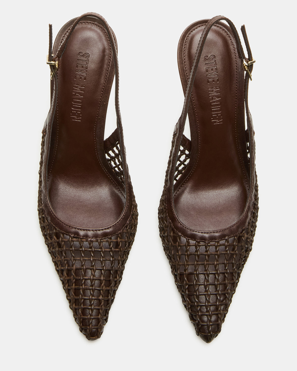 REYES Woven Brown Slingback Stiletto Pointed-Toe Pump Women's Heel