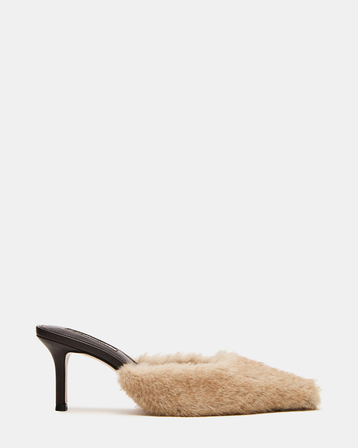 ALEXI Faux Fur Tan Pointed-Toe Mule Women's Heel