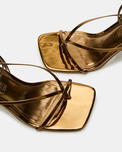 ANNIE Bronze Women's Strappy Square Toe Heel