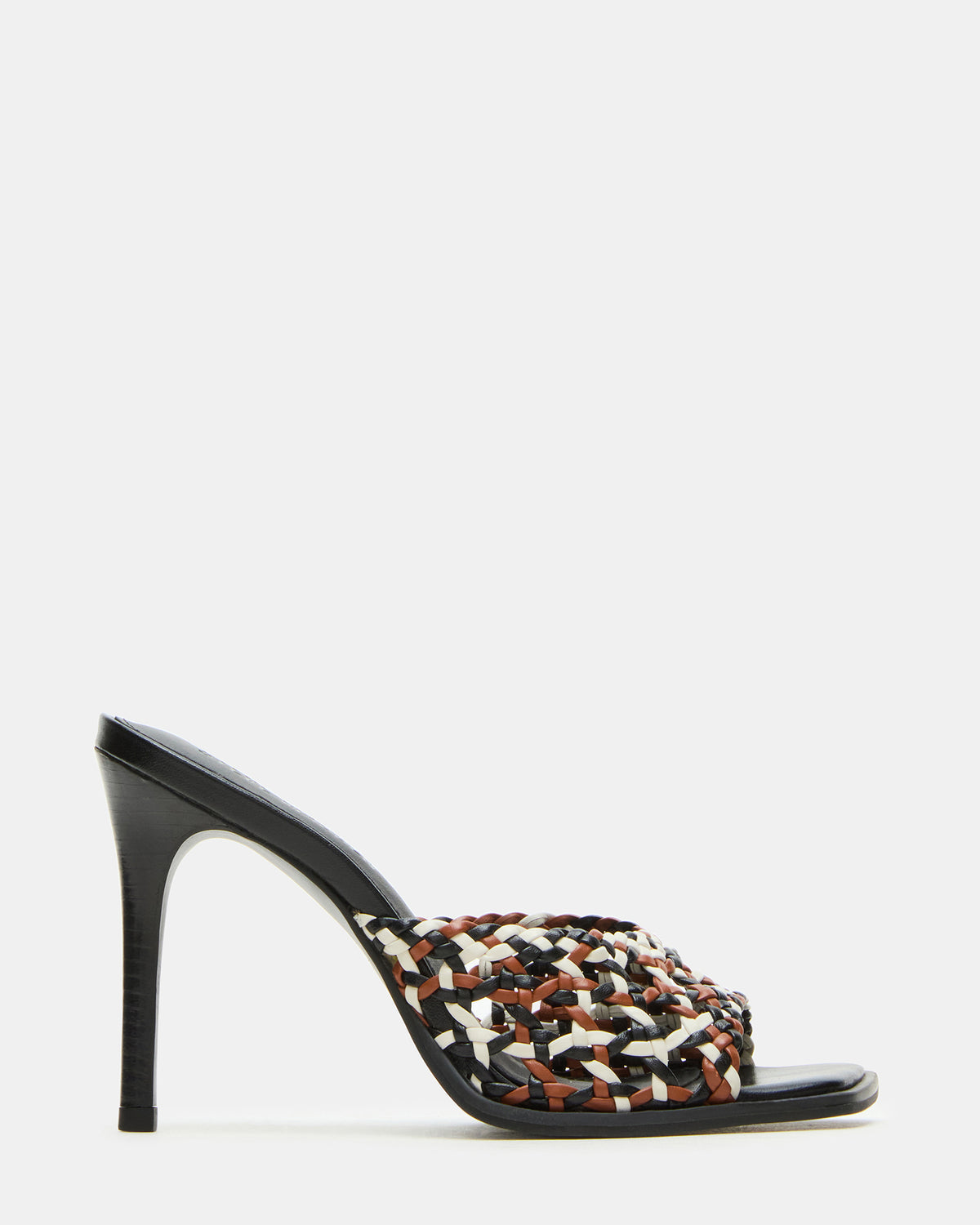 TIKKI Brown Multi Square-Toe Mule Stiletto Women's Heel