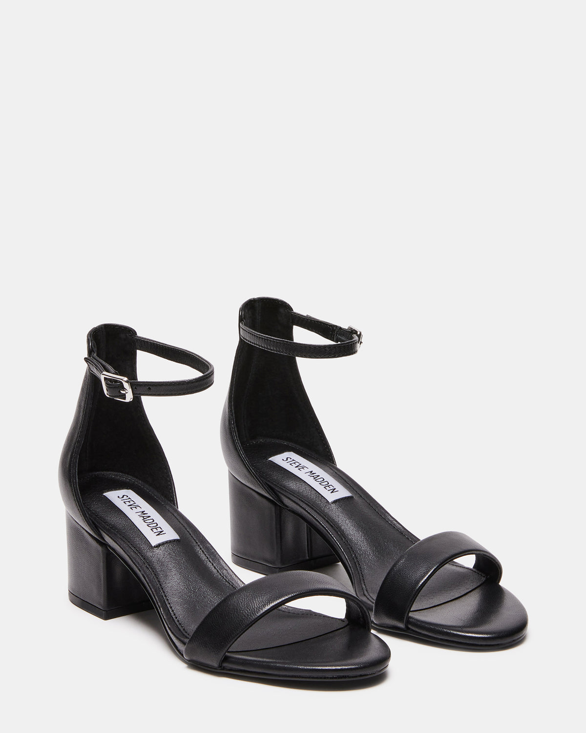 IRENEE Black Leather Women's 2 Inch Block Heel