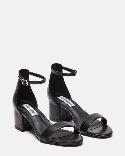 IRENEE Black Leather Women's 2 Inch Block Heel