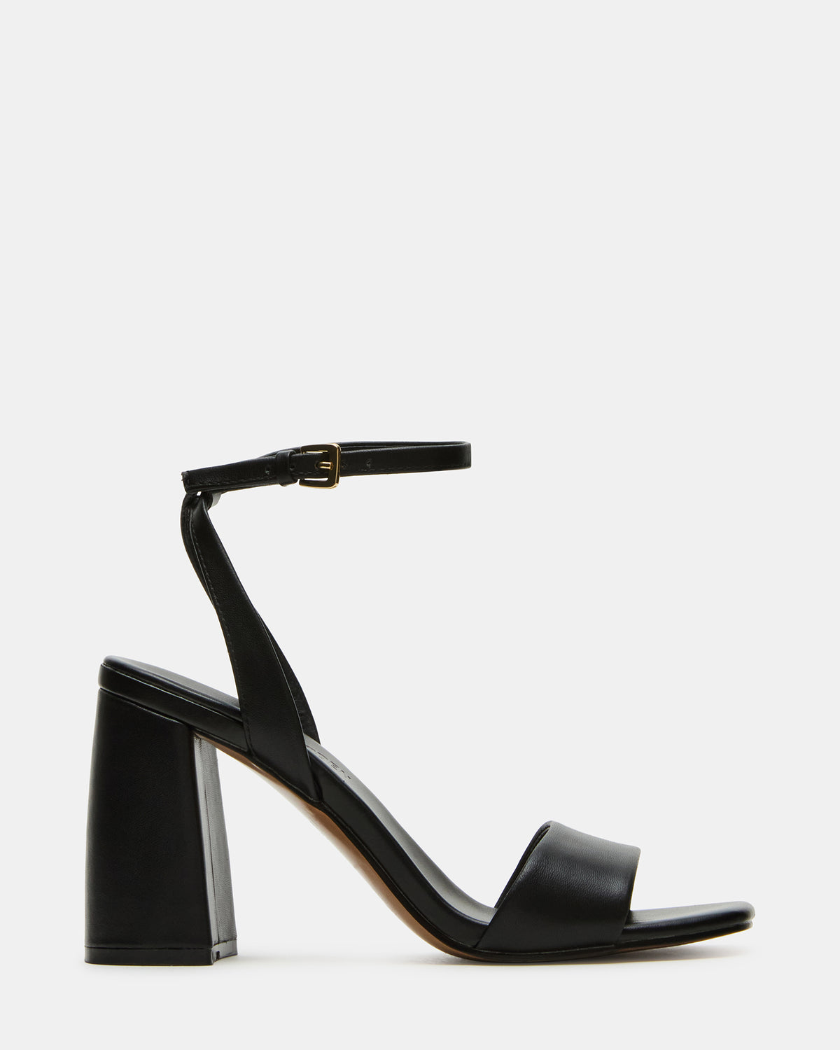 MESSA Black Leather Women's Square-Toe Block Heel