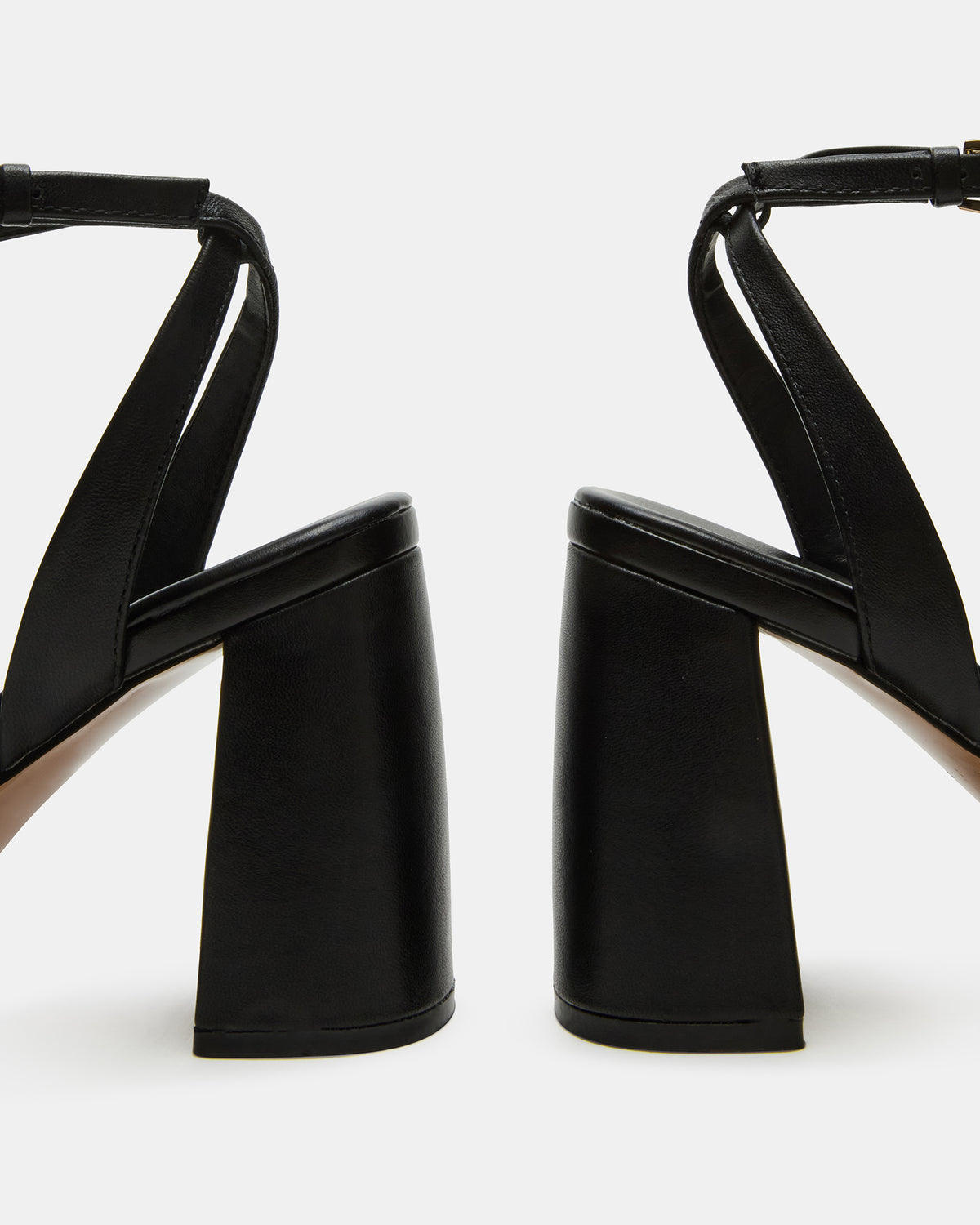 MESSA Black Leather Women's Square-Toe Block Heel