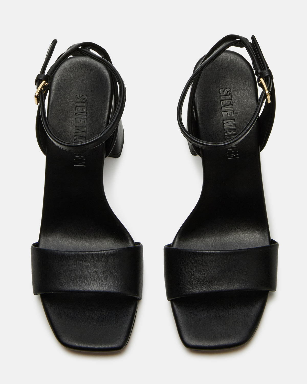 MESSA Black Leather Women's Square-Toe Block Heel