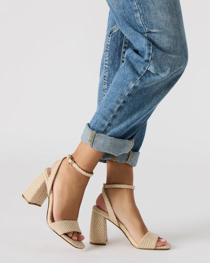 MESSA Raffia Women's Square-Toe Block Heel