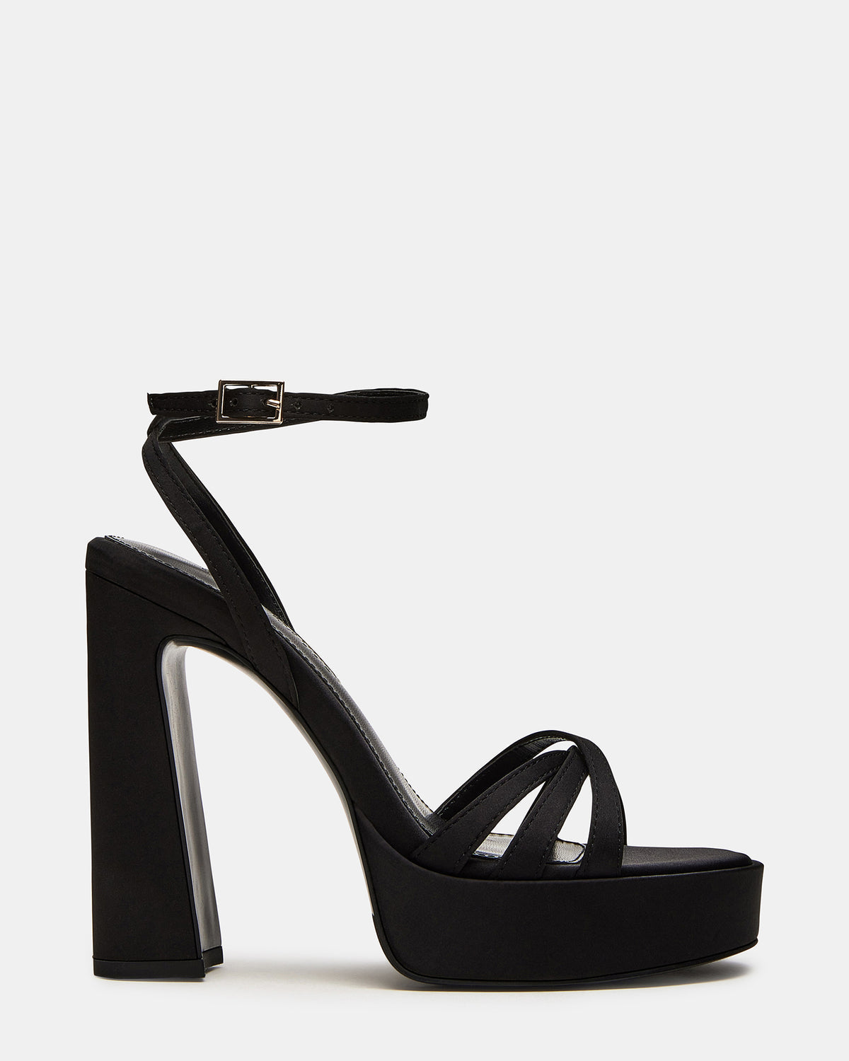FLEET Black Strappy Platform Block Heel | Women's Heels