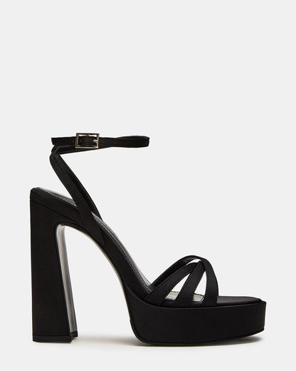 FLEET Black Strappy Platform Block Heel | Women's Heels