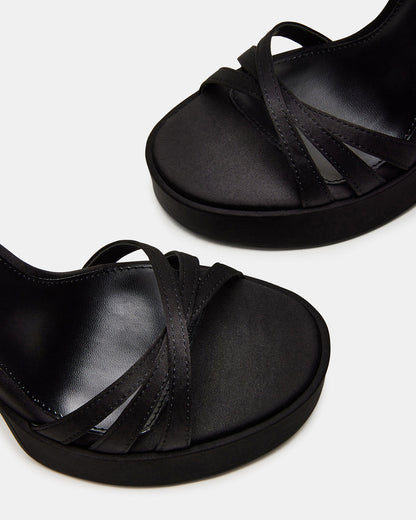 FLEET Black Strappy Platform Block Heel | Women's Heels