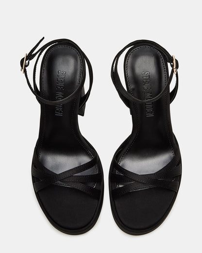 FLEET Black Strappy Platform Block Heel | Women's Heels