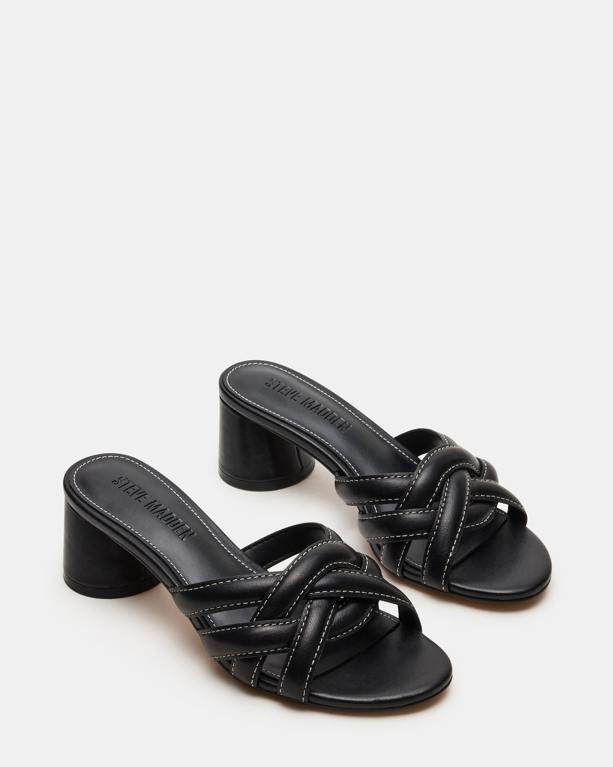 MARANO Black Leather Women's Mule Block Heel