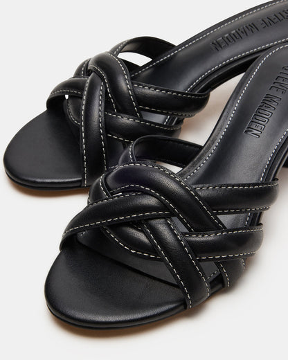 MARANO Black Leather Women's Mule Block Heel