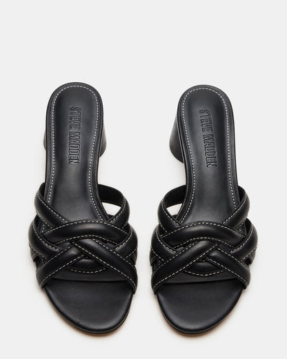 MARANO Black Leather Women's Mule Block Heel