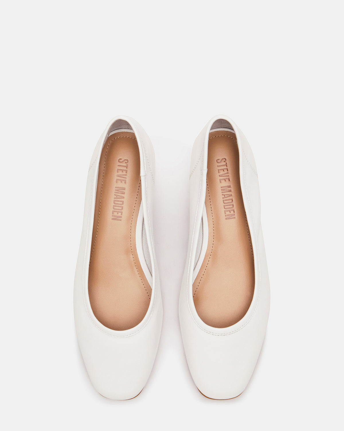 MOLLIE White Leather Ballet Women's Block Heels
