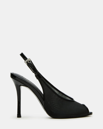 PRESCOTT Black Mesh Women's Slingback Stiletto Heel