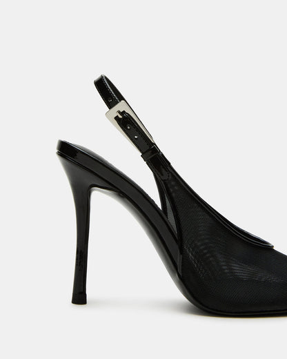 PRESCOTT Black Mesh Women's Slingback Stiletto Heel
