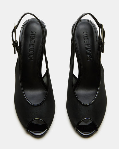 PRESCOTT Black Mesh Women's Slingback Stiletto Heel
