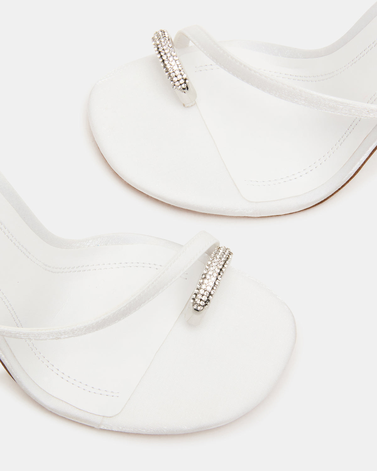 TIA Rhinestones White Satin Open-Toe Stiletto Women's Heel