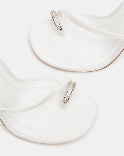 TIA Rhinestones White Satin Open-Toe Stiletto Women's Heel