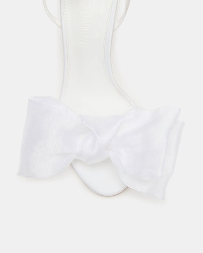 RADIANCE White Strappy Stiletto Bow Women's Heels