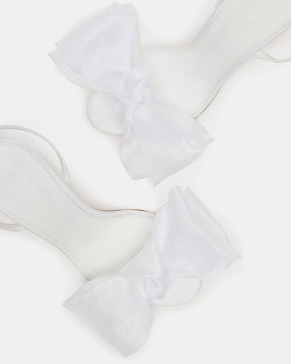 RADIANCE White Strappy Stiletto Bow Women's Heels