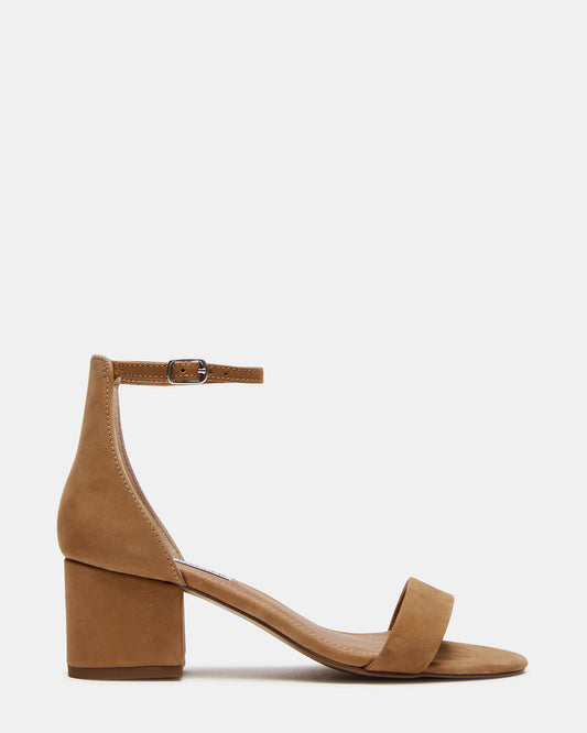 IRENNEW Tan Nubuck Women's Wide Width Heeled Sandal