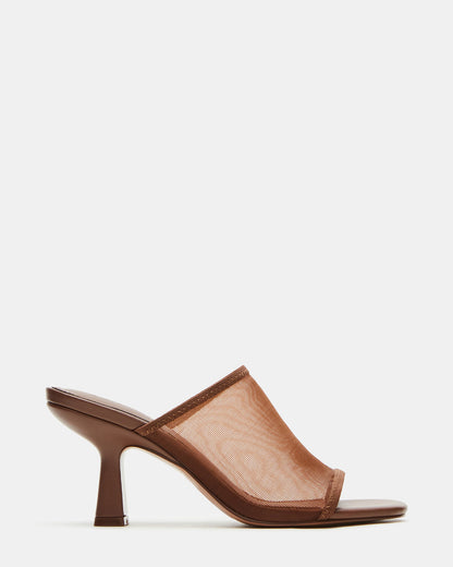 GLEAM Brown Women's Square-Toe Mule Heel