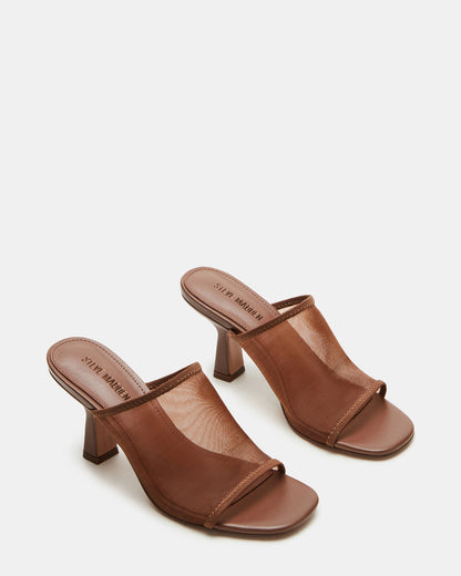 GLEAM Brown Women's Square-Toe Mule Heel