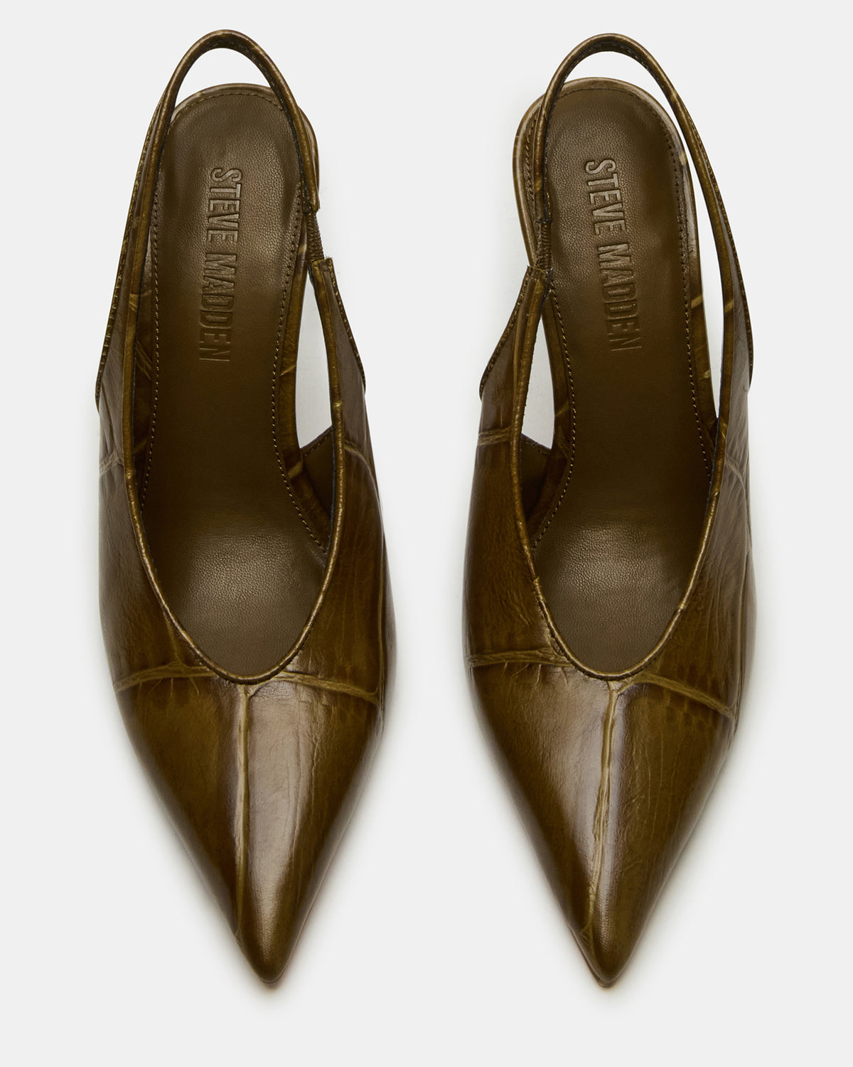 ANDROMEDA Green Crocodile Slingback Pointed-Toe Stiletto Pump Women's Heel