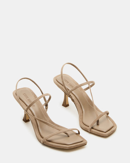 LOCKE Taupe Women's Dainty Strappy Square Toe Heel