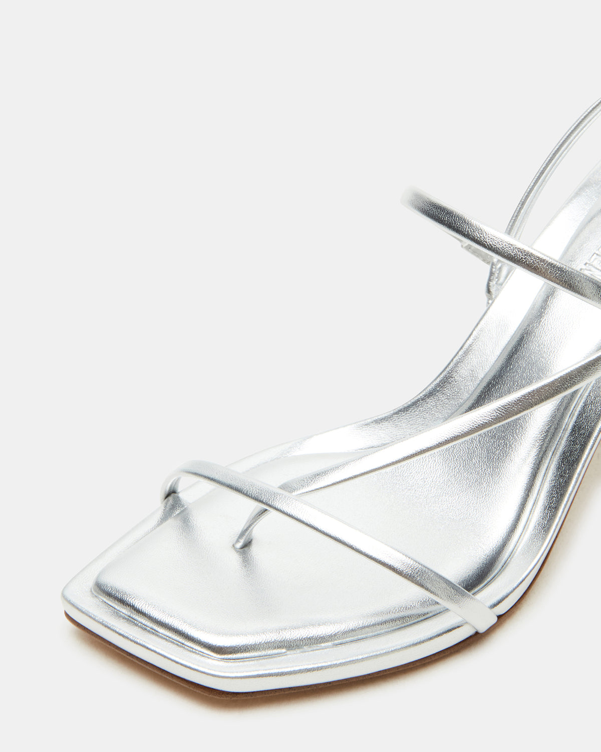 LOCKE Silver Women's Dainty Strappy Square Toe Heel