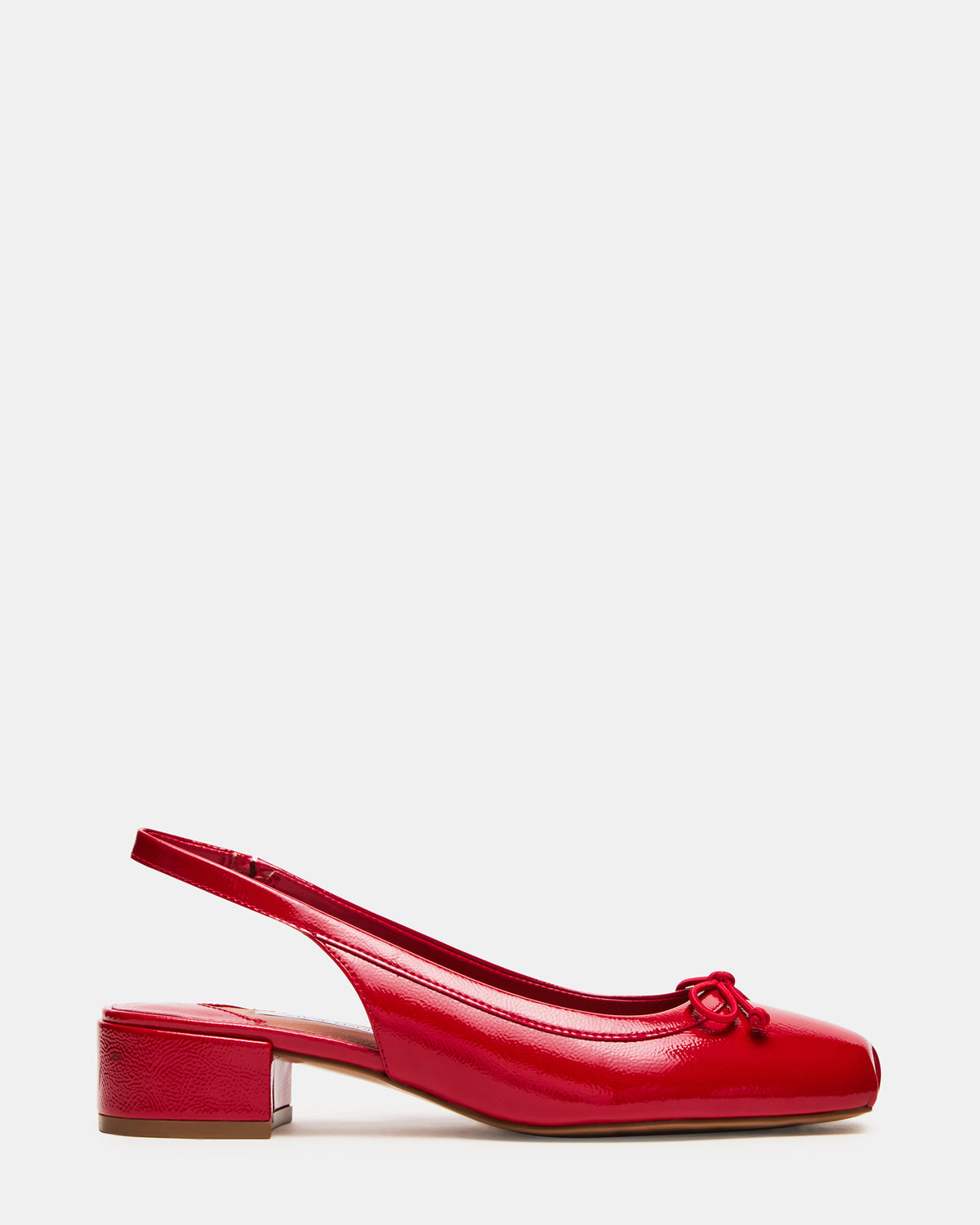 LOVED Red Crinkle Patent Square-Toe Slingback Ballet Women's Heel