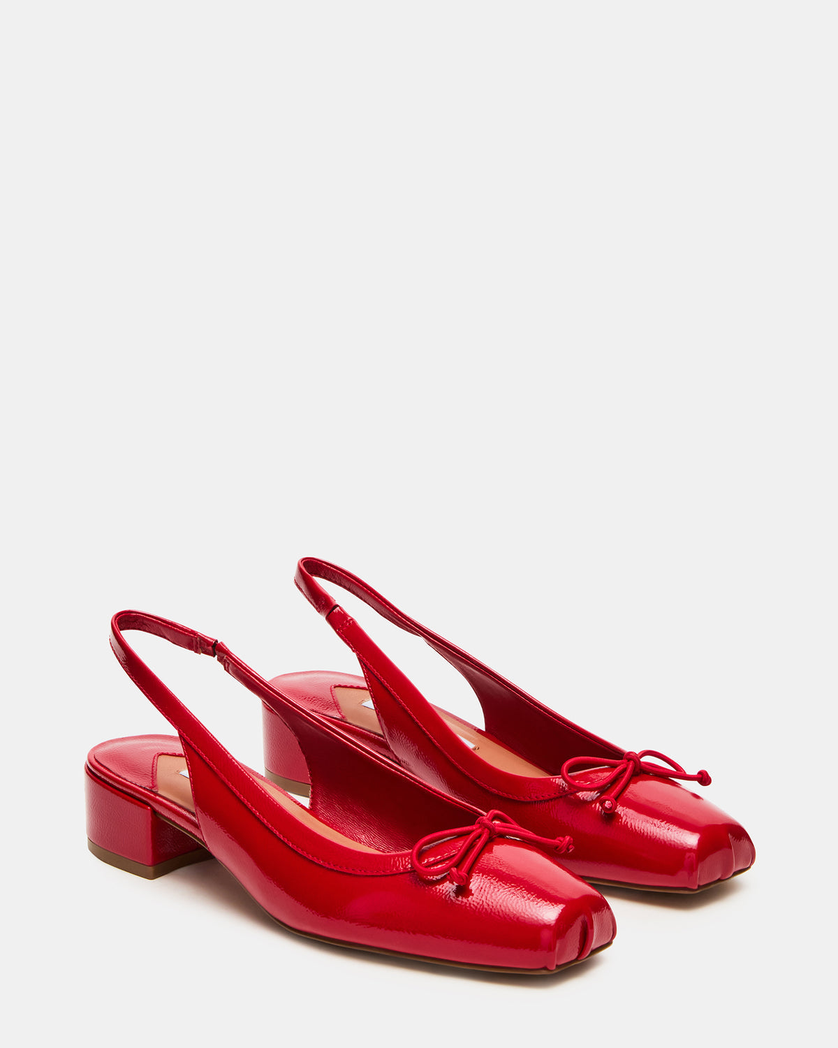 LOVED Red Crinkle Patent Square-Toe Slingback Ballet Women's Heel