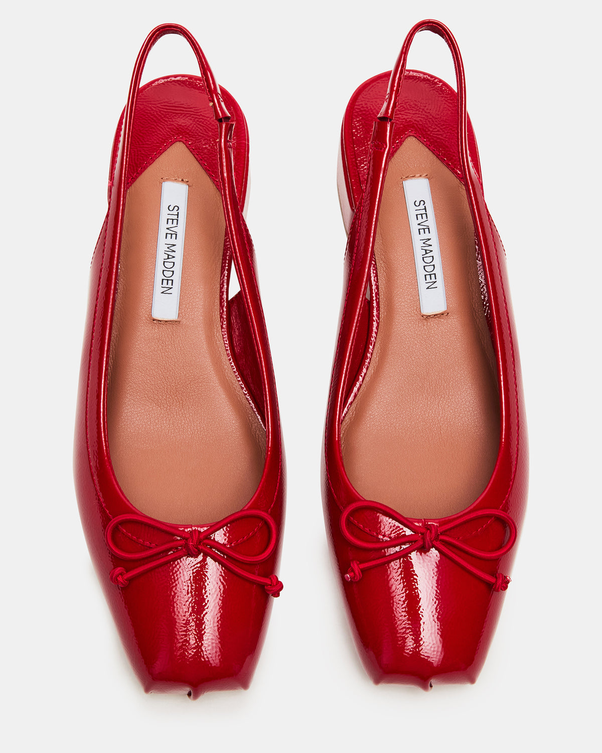 LOVED Red Crinkle Patent Square-Toe Slingback Ballet Women's Heel