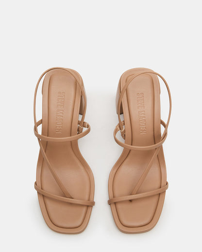 DIORA Natural Women's Strappy Square-Toe Heel