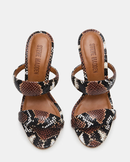 SATURN Brown Snake Stiletto Mule Women's Heel