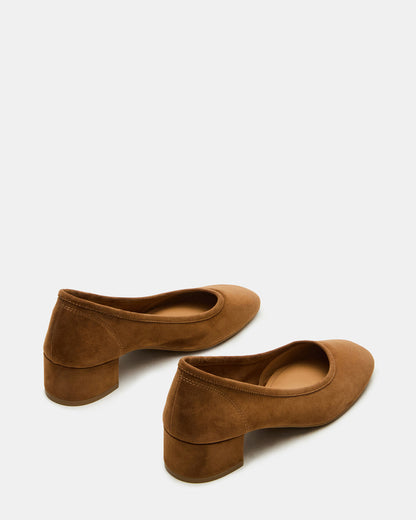 MOLLIE Chestnut Suede Ballet Women's Block Heels