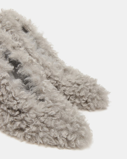 ACHILLES Light Blue Pointed-Toe Faux Fur Stiletto Women's Heel