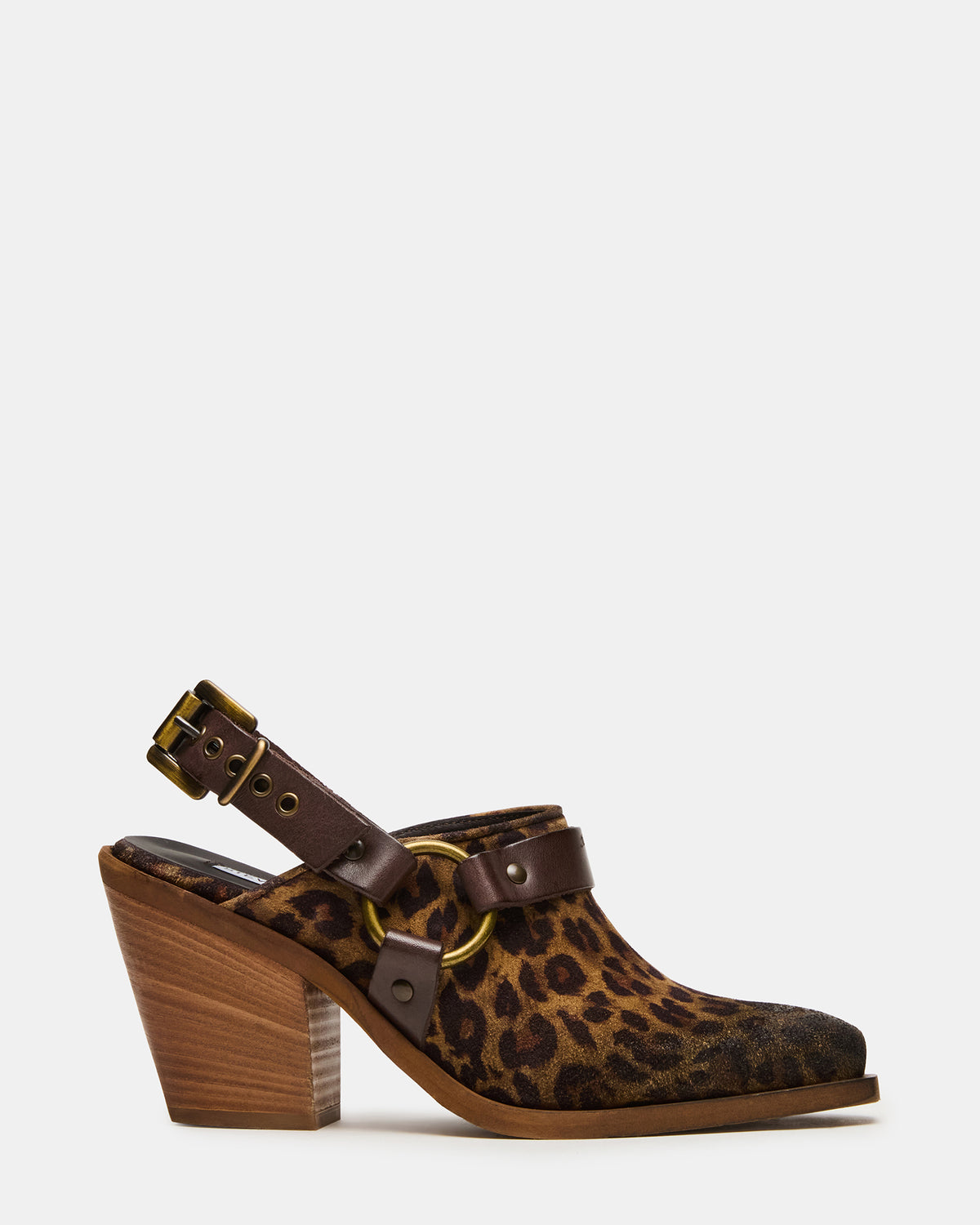 TALIKA Leopard Suede Pointed-Toe Buckle Slingback Women's Heel