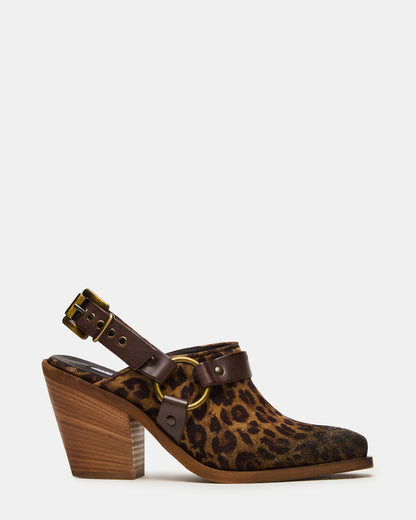 TALIKA Leopard Suede Pointed-Toe Buckle Slingback Women's Heel