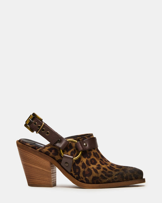 TALIKA Leopard Suede Pointed-Toe Buckle Slingback Women's Heel