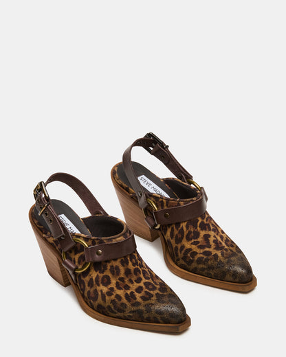 TALIKA Leopard Suede Pointed-Toe Buckle Slingback Women's Heel