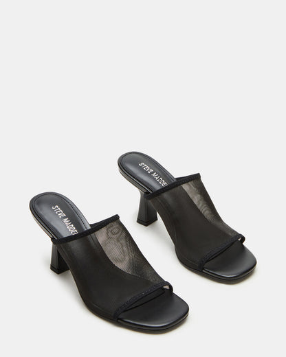GLEAM Black Women's Square-Toe Mule Heel