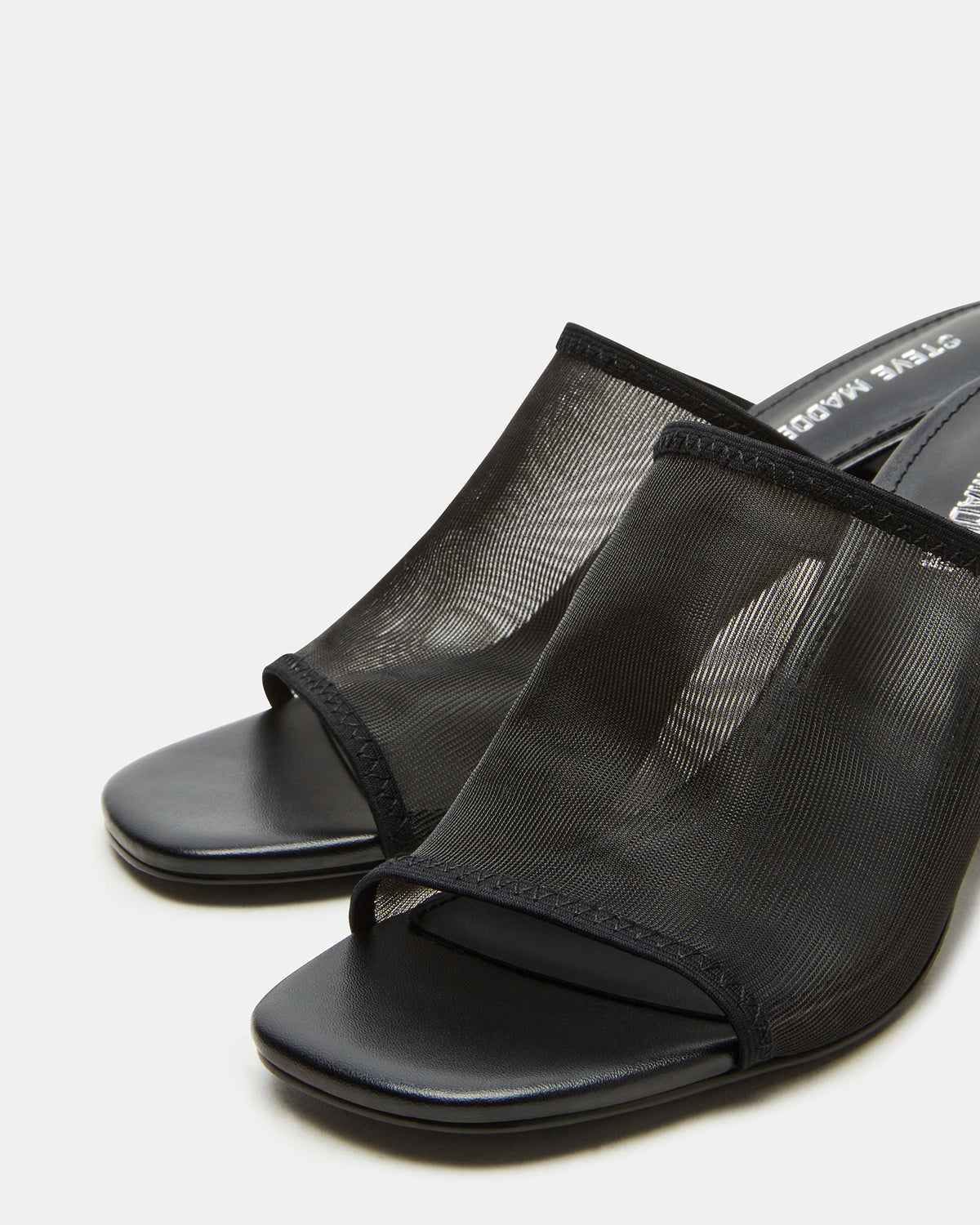 GLEAM Black Women's Square-Toe Mule Heel